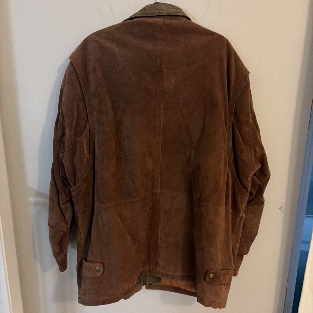 HILL & ARCHER BROWN SUEDE GENUINE LEATHER 2 TONE MENS JACKET SIZE 46 - Picture 12 of 12